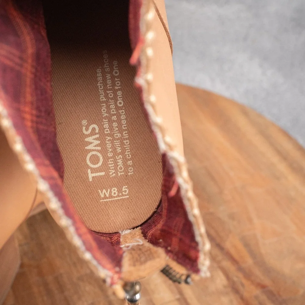 Toms Leila Ankle Leather Bootie Light Brown Women‎ Size 8.5